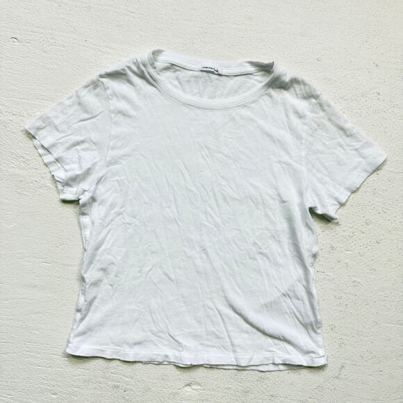 Unsubscribed White Distressed Hem Cotton Tee XXS Made in USA - Picture 1 of 7